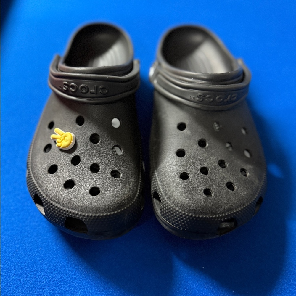 CROCS Black Water Shoes with Yellow Charm